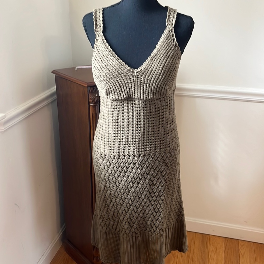 Athlete Crochet Olive/Fern Green cross back dress - Medium